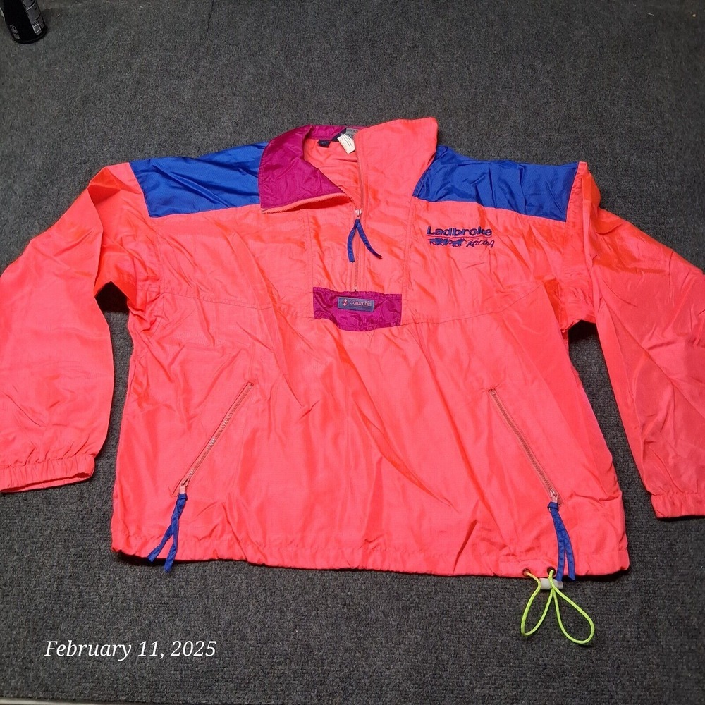 Vintage Columbia Ladbroke Racing Windbreaker Jacket Men Large‎ Hot Pink 90s